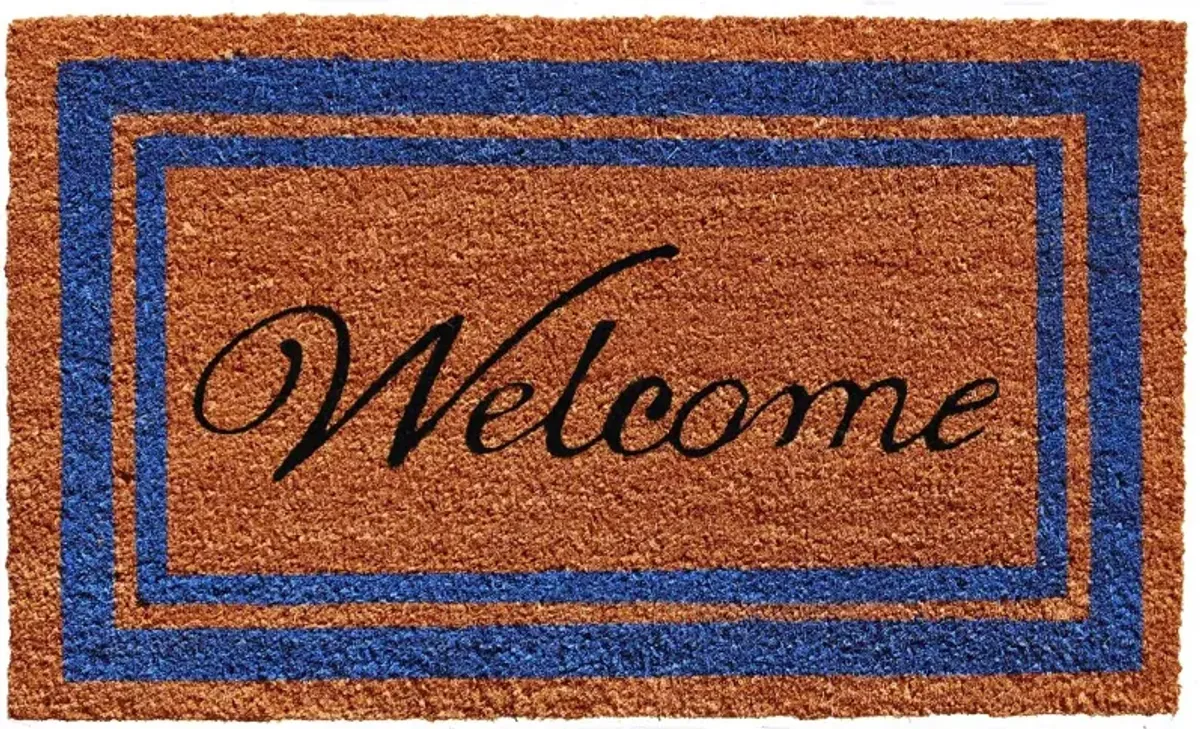 Blue Border Welcome Doormat