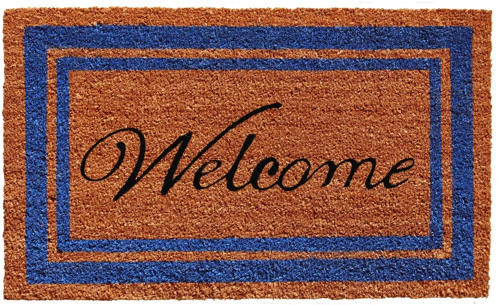 Blue Border Welcome Doormat