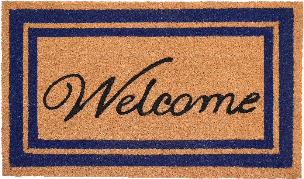 Navy Border Welcome Doormat