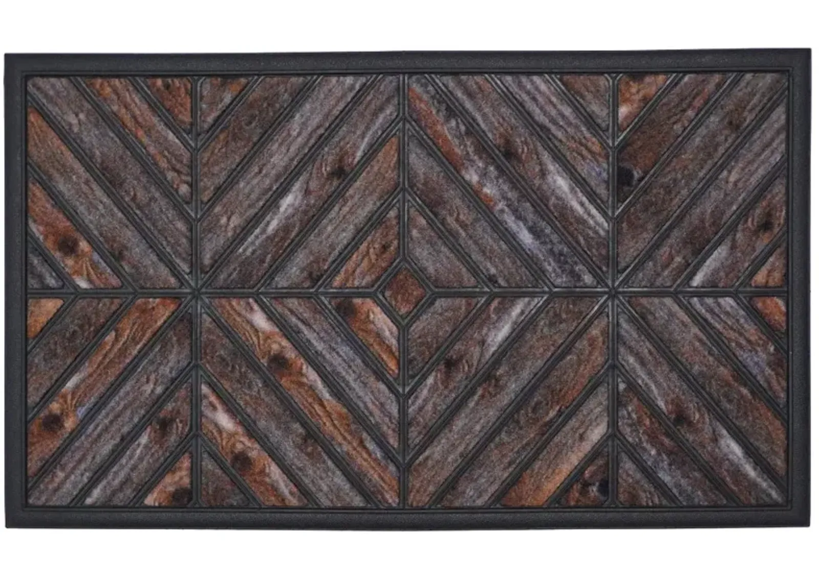 Gray Wood Geometric Doormat