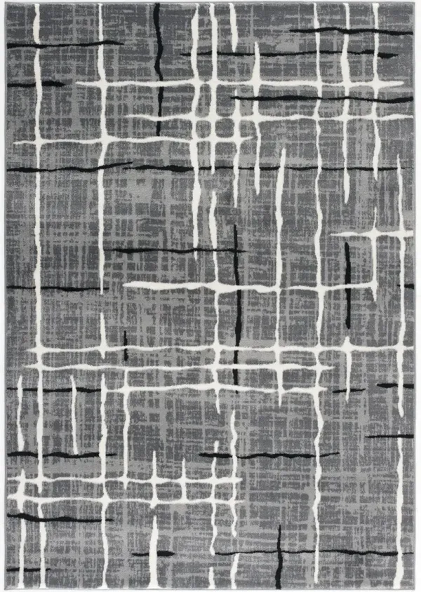 Aden 5 x 8 Gray Lined Area Rug