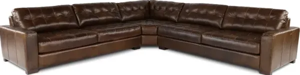 Chester Brown Leather 3 Piece Sectional