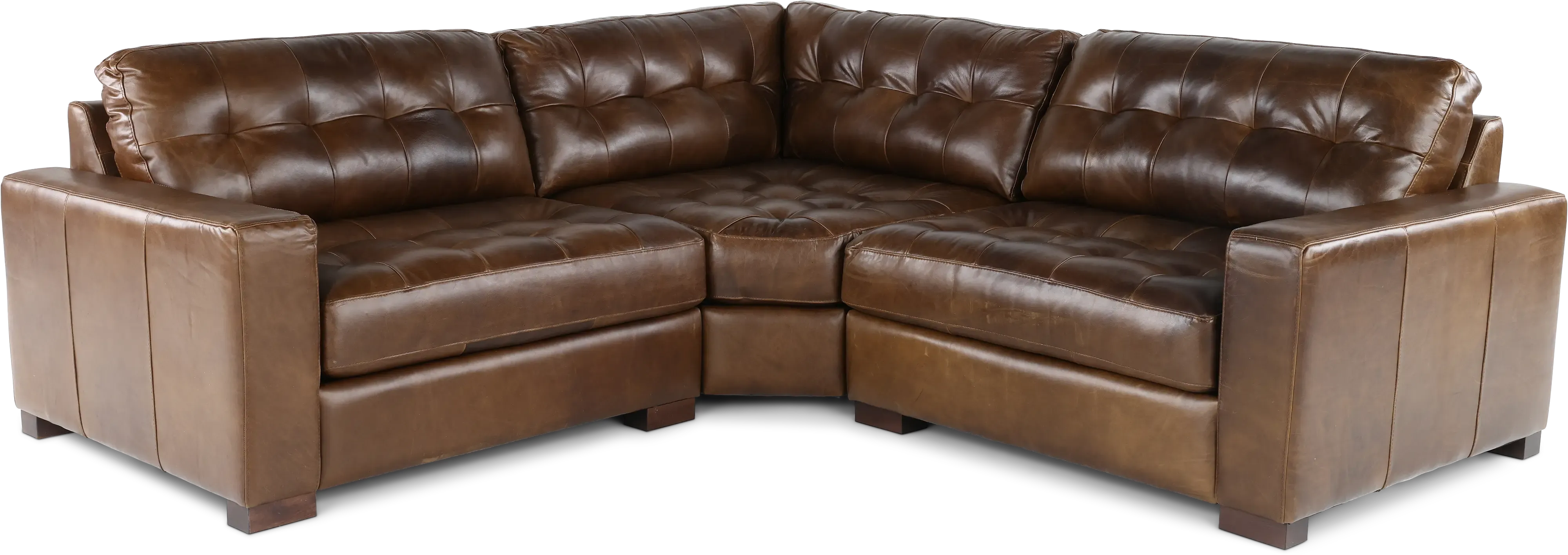 Chester Brown Leather 3 Piece Sectional