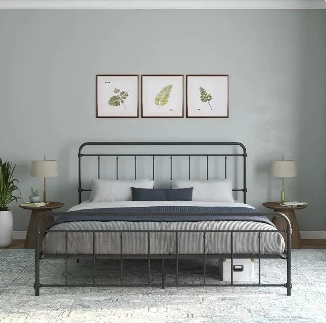 Wallace Black Metal King Platform Bed