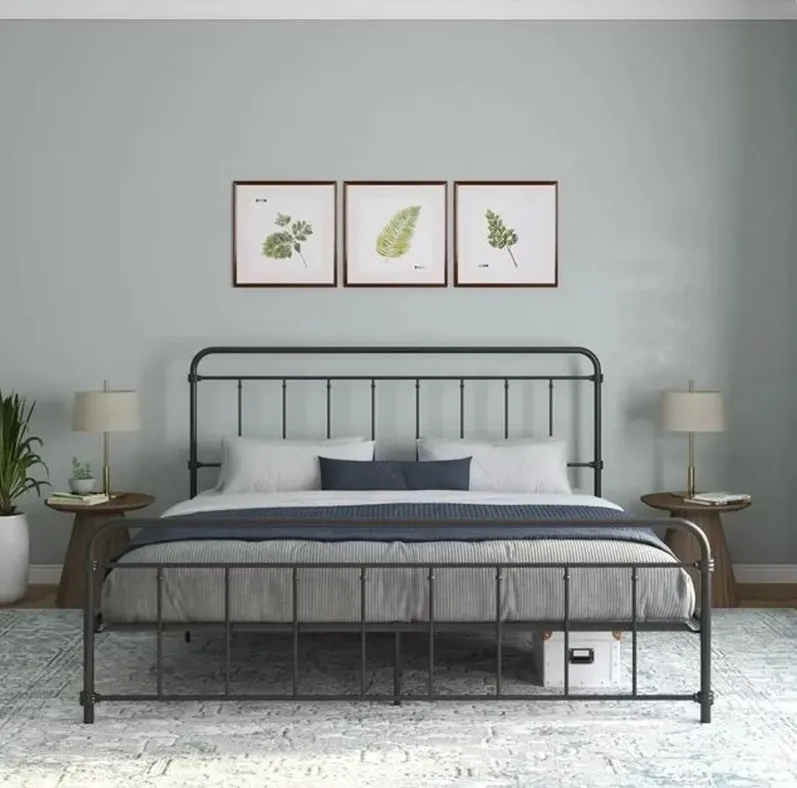 Wallace Black Metal King Platform Bed