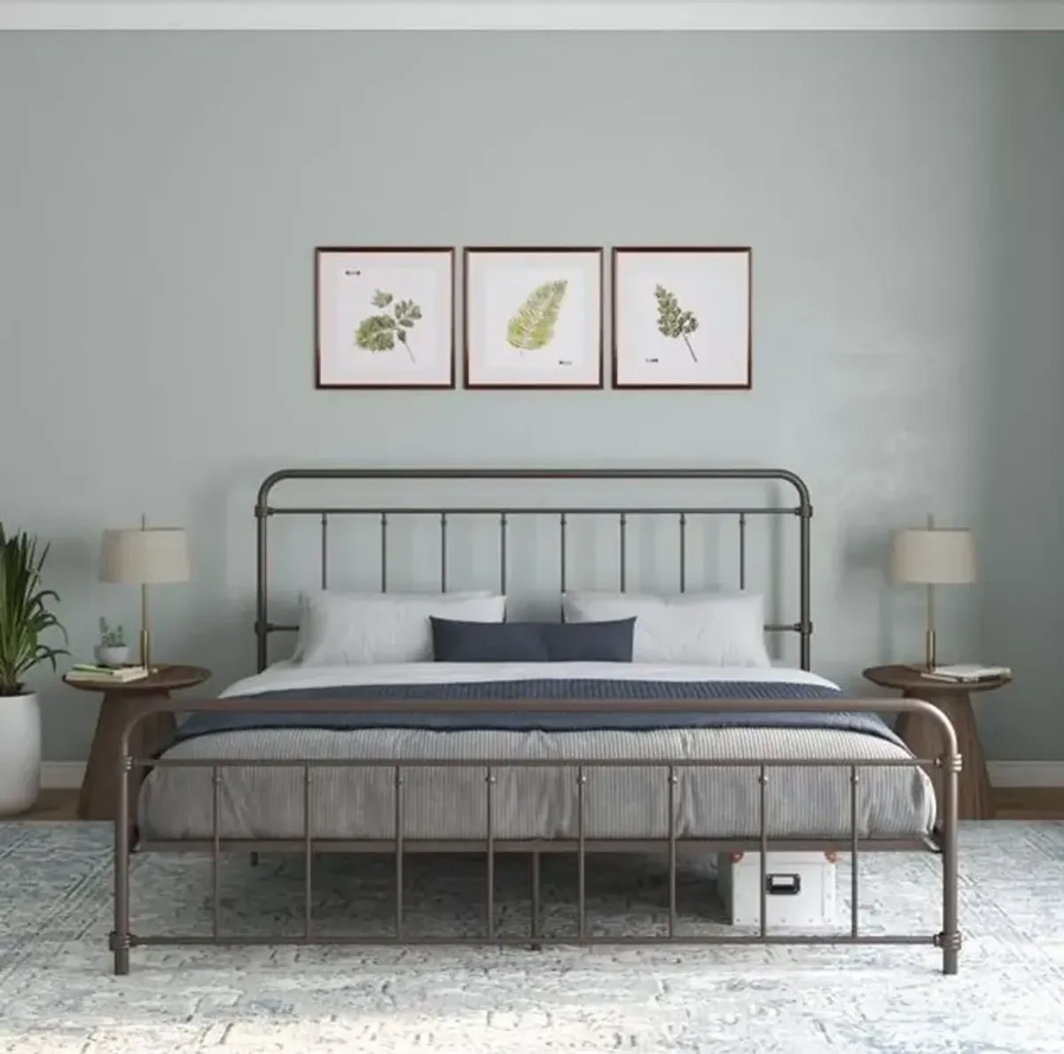 Wallace Bronze Metal King Platform Bed