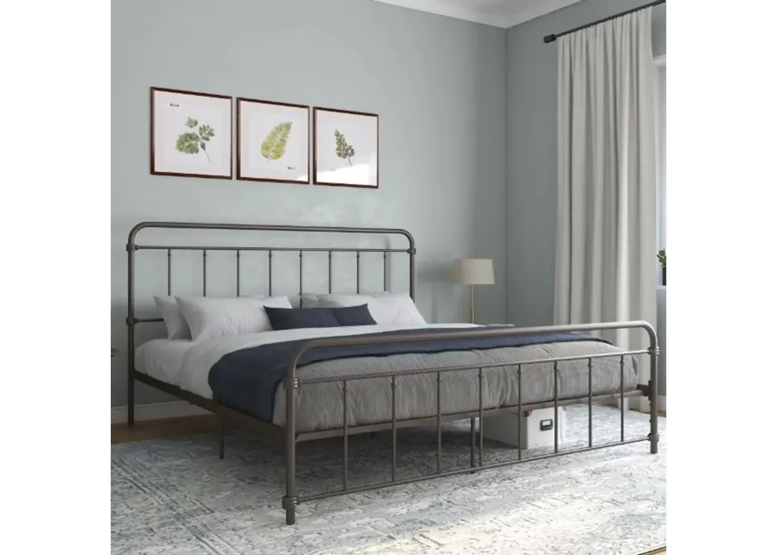 Wallace Bronze Metal King Platform Bed