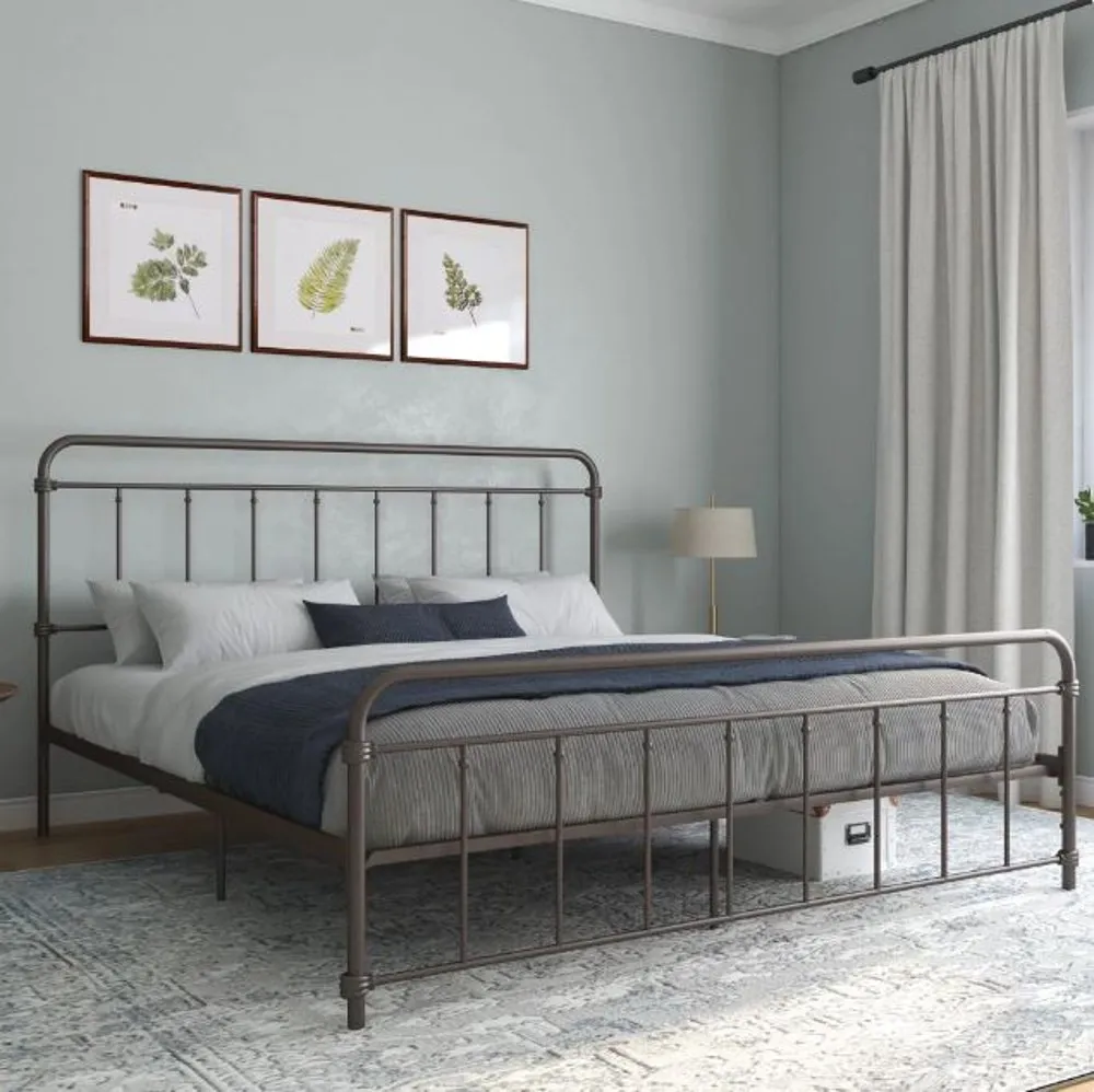 Wallace Bronze Metal King Platform Bed