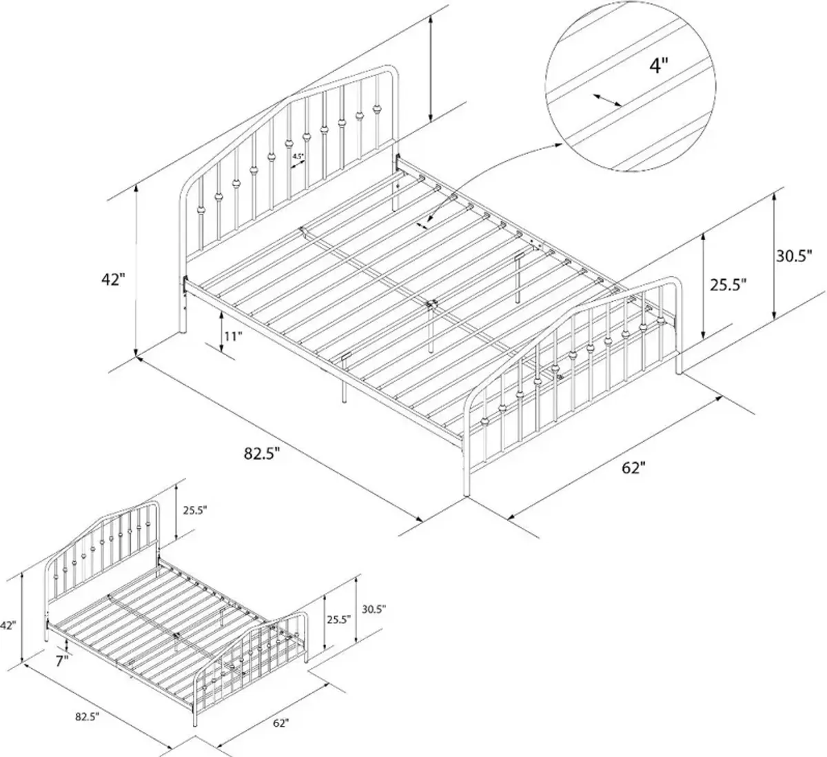 Bushwick Gray Queen Metal Platform Bed