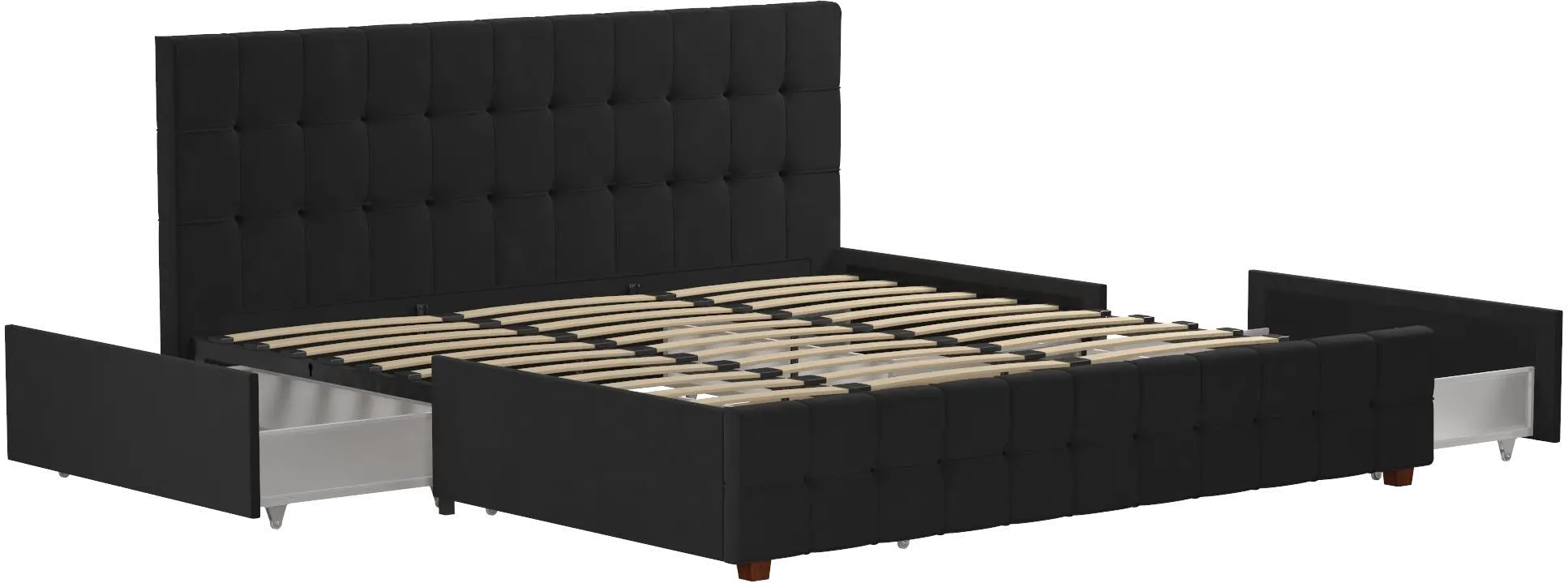 Elizabeth Black King Upholstered Bed with Storage