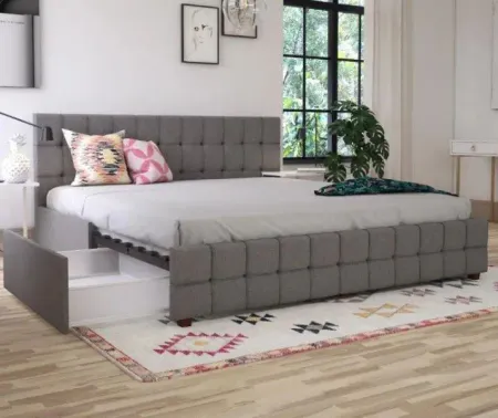 Elizabeth Gray King Upholstered Bed with Storage