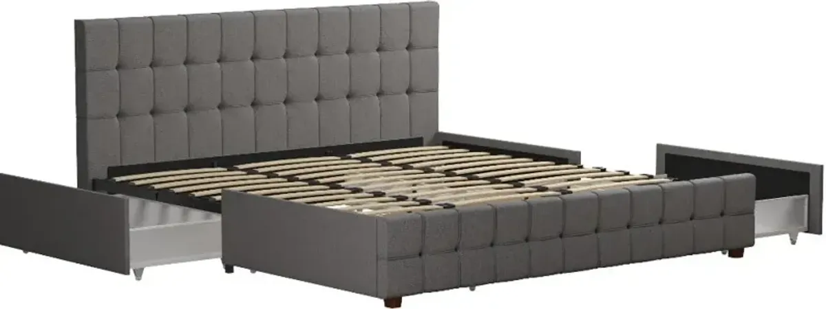 Elizabeth Gray King Upholstered Bed with Storage