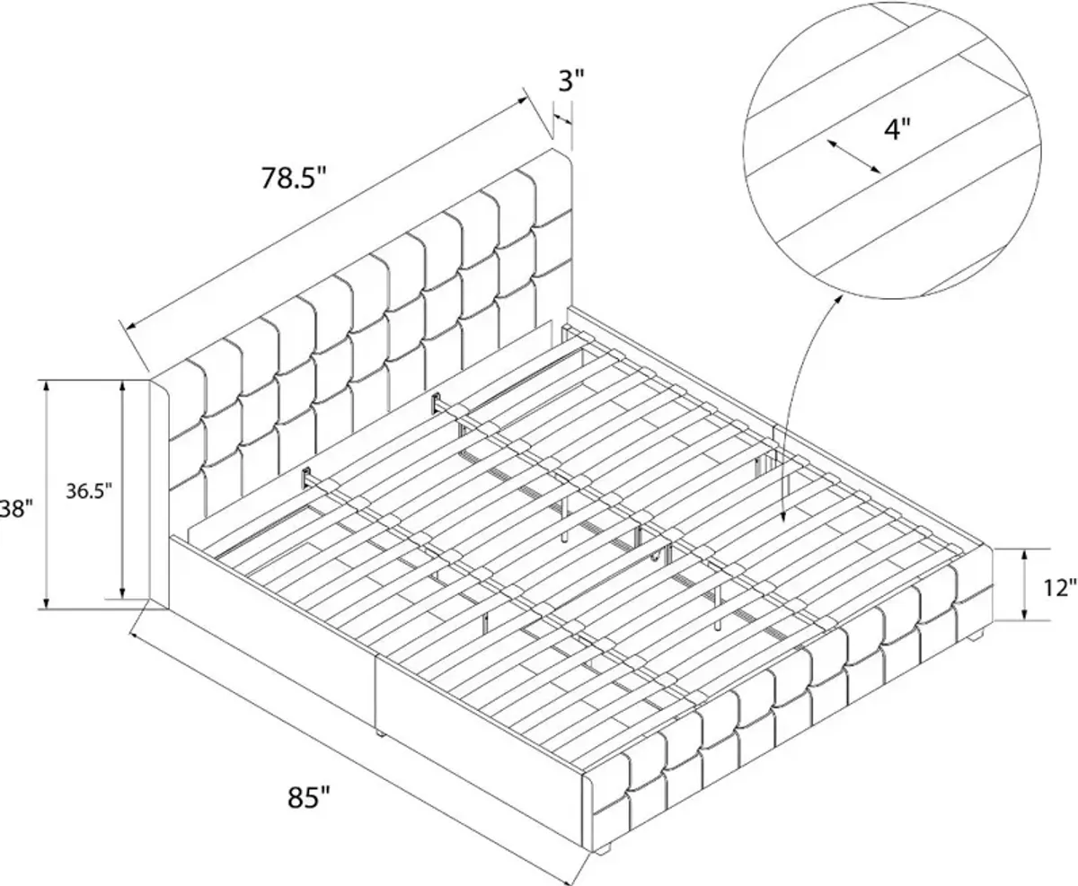 Elizabeth Gray King Upholstered Bed with Storage