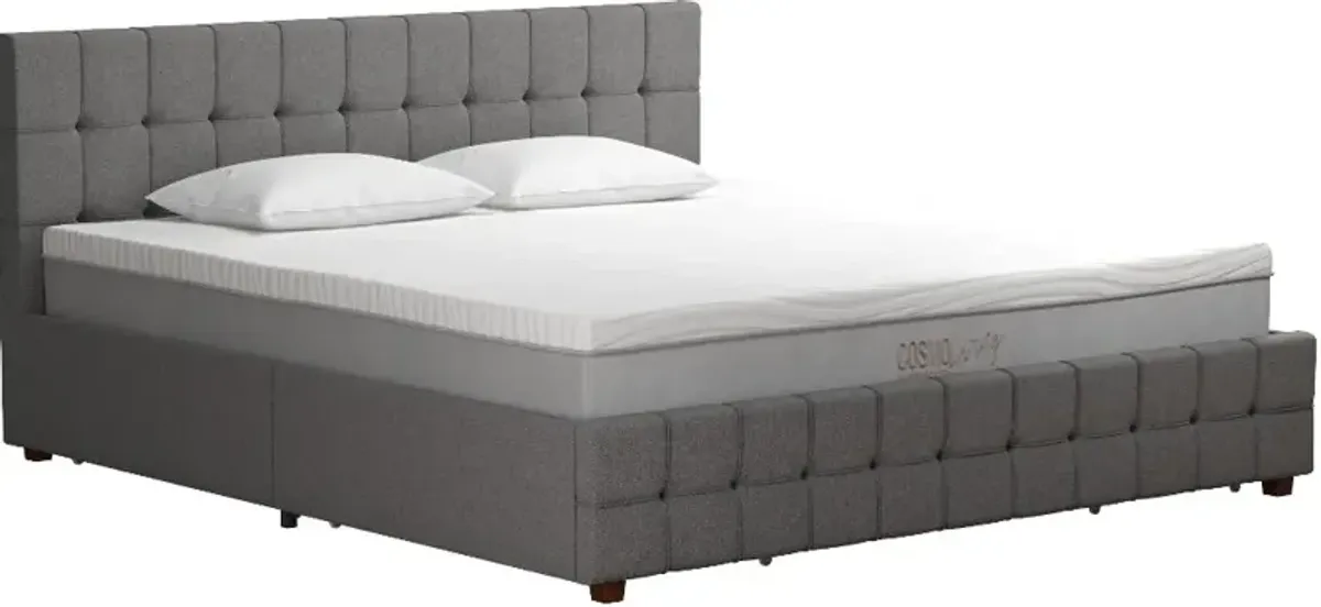 Elizabeth Gray King Upholstered Bed with Storage