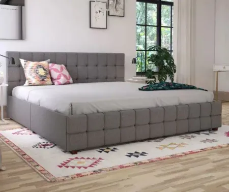 Elizabeth Gray King Upholstered Bed with Storage