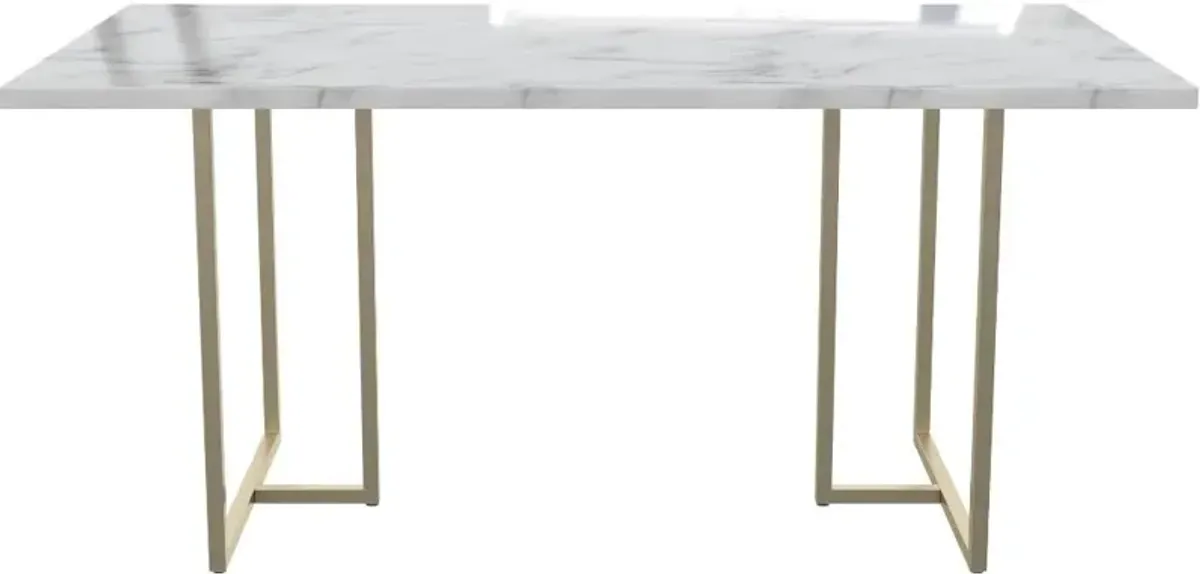 Astor White Marble and Gold Dining Table