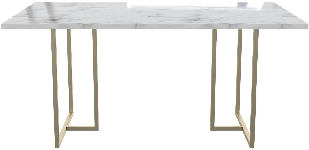 Astor White Marble and Gold Dining Table