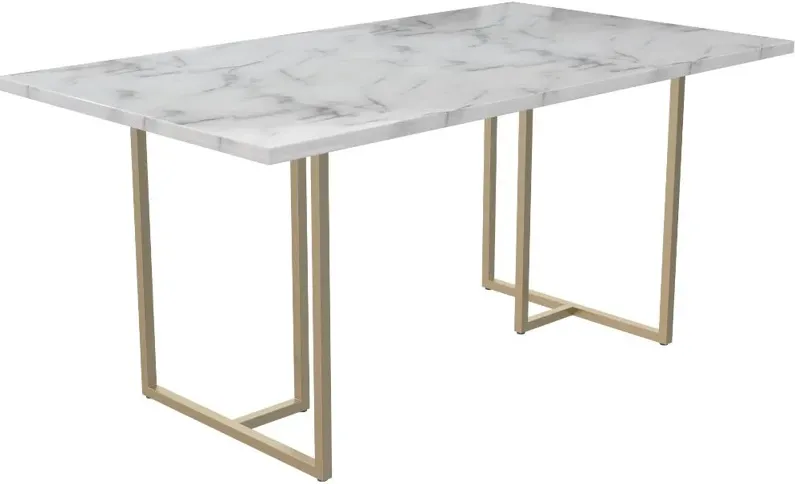 Astor White Marble and Gold Dining Table