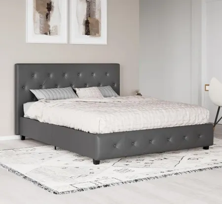 Dana Gray Upholstered King Platform Bed