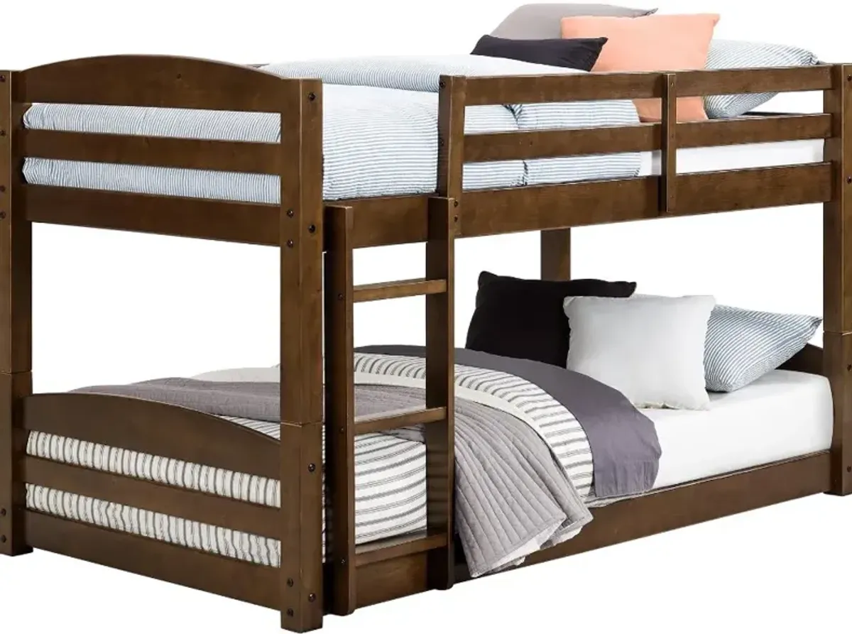 Sierra Brown Low Twin-over-Twin Convertible Bunk Bed