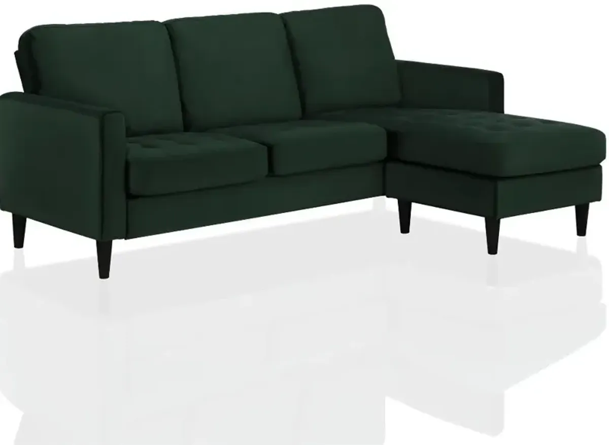 Strummer Green Velvet Reversible Sofa-Chaise