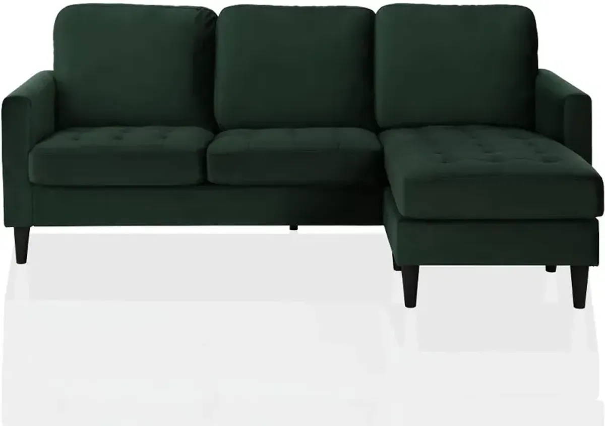 Strummer Green Velvet Reversible Sofa-Chaise