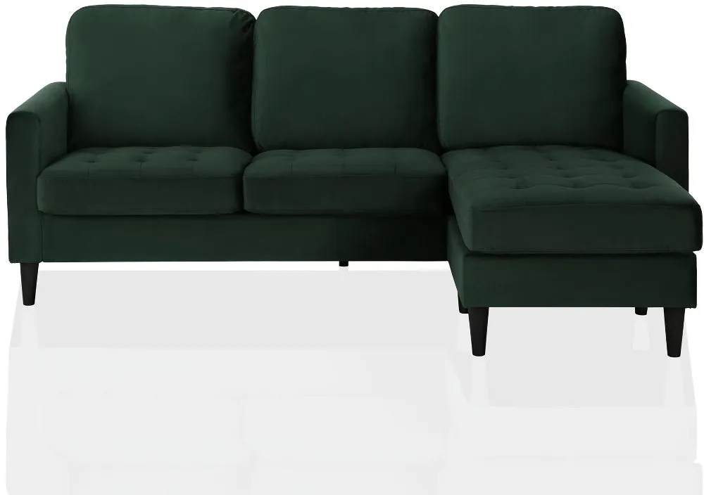 Strummer Green Velvet Reversible Sofa-Chaise