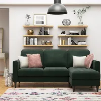 Strummer Green Velvet Reversible Sofa-Chaise