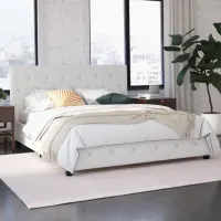 Dana White Upholstered King Platform Bed