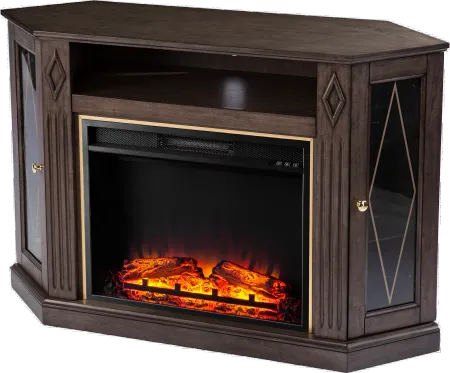 Austindale Brown Electric Fireplace Media Mantel