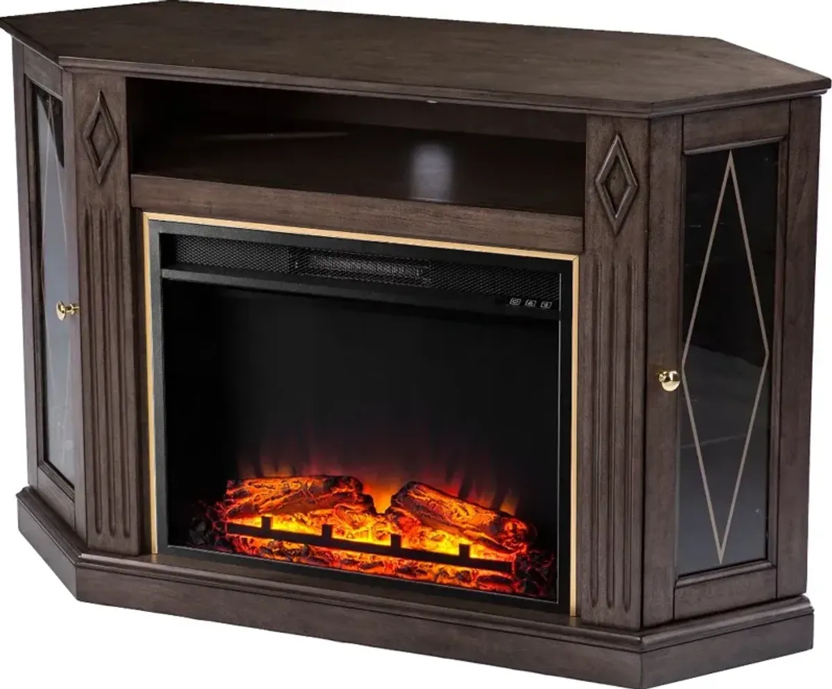 Austindale Brown Electric Fireplace Media Mantel