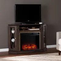 Austindale Brown Electric Fireplace Media Mantel