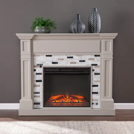 Birkover Gray & Marble Electric Fireplace