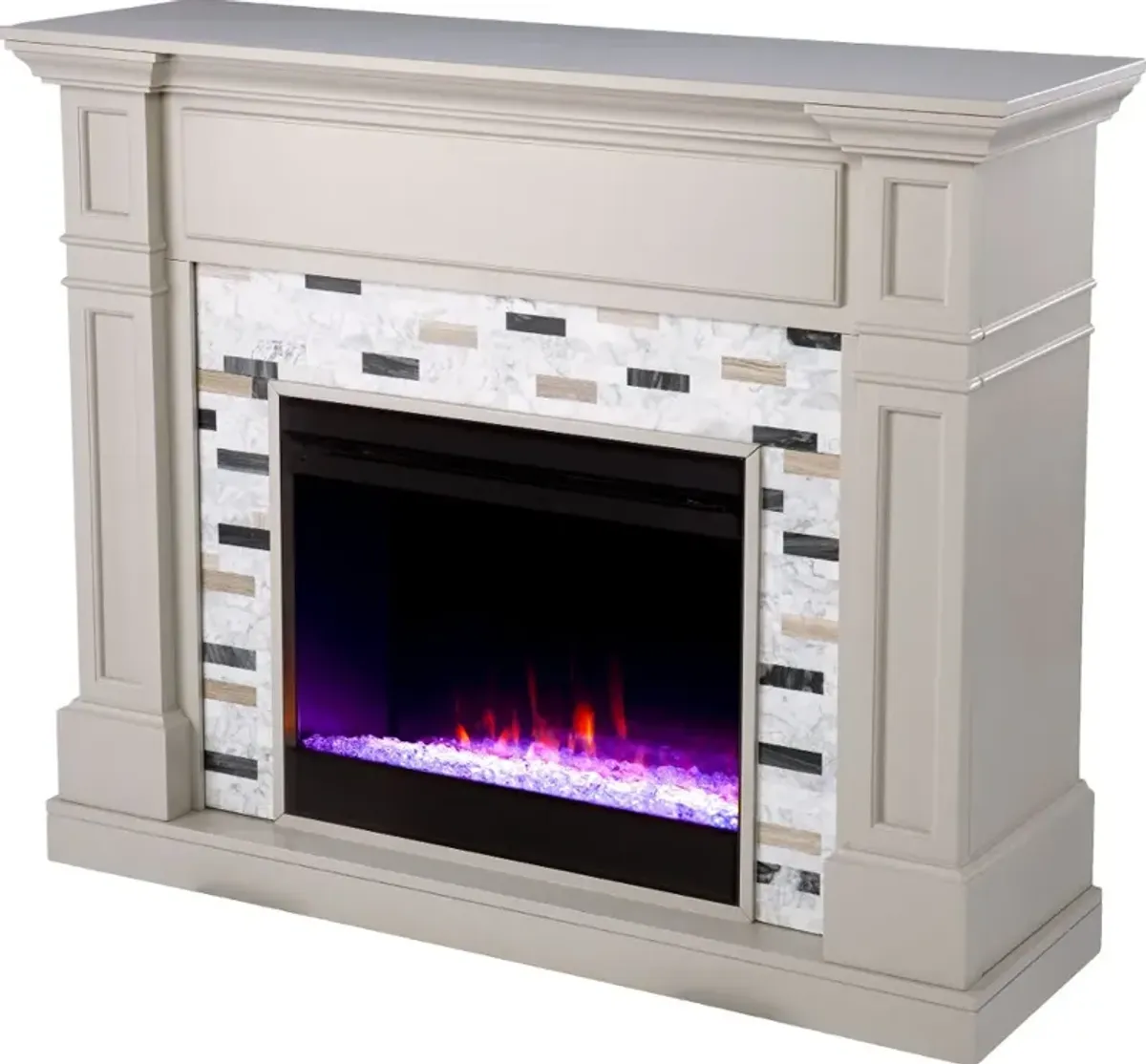 Birkover Gray & Marble Color Changing Electric Fireplace