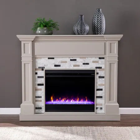 Birkover Gray & Marble Color Changing Electric Fireplace