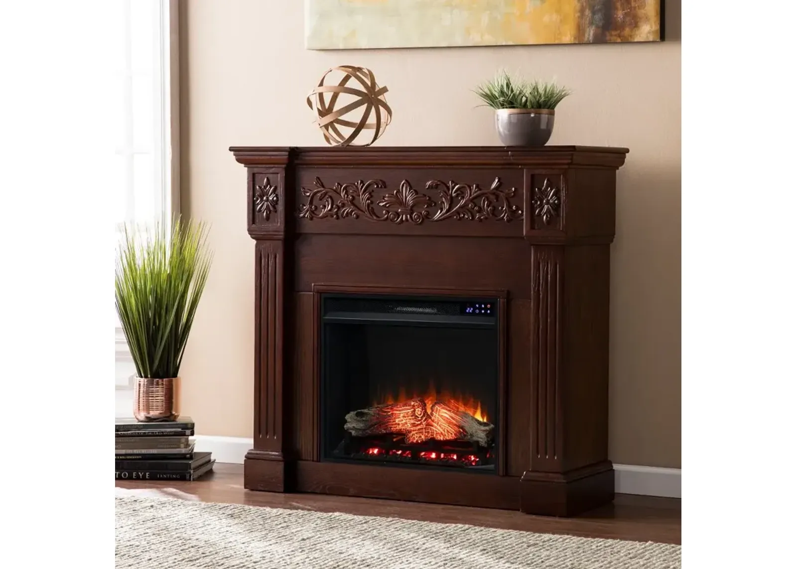 Calvert Brown Touch Screen Electric Fireplace