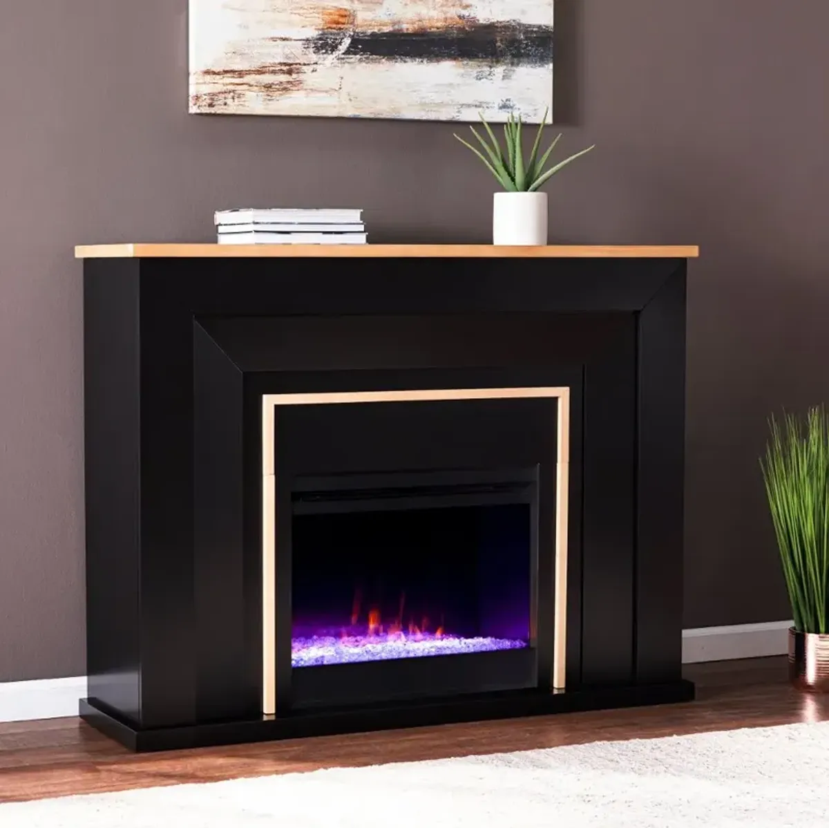 Cardington Black Color Changing Fireplace