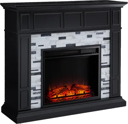 Drovling Black & Marble Electric Fireplace