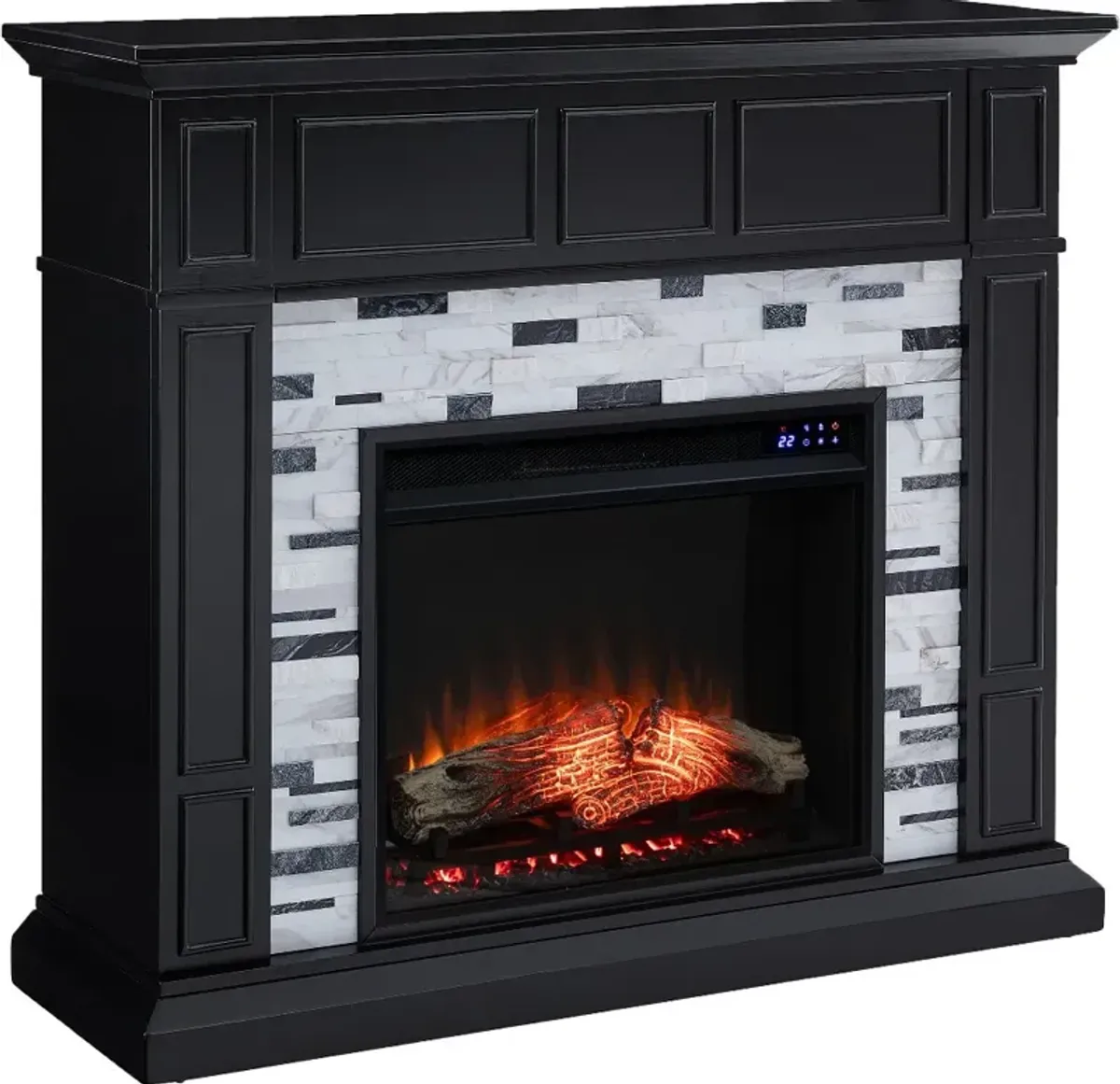 Drovling Black & Marble Touch Screen Electric Fireplace