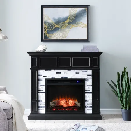 Drovling Black & Marble Touch Screen Electric Fireplace