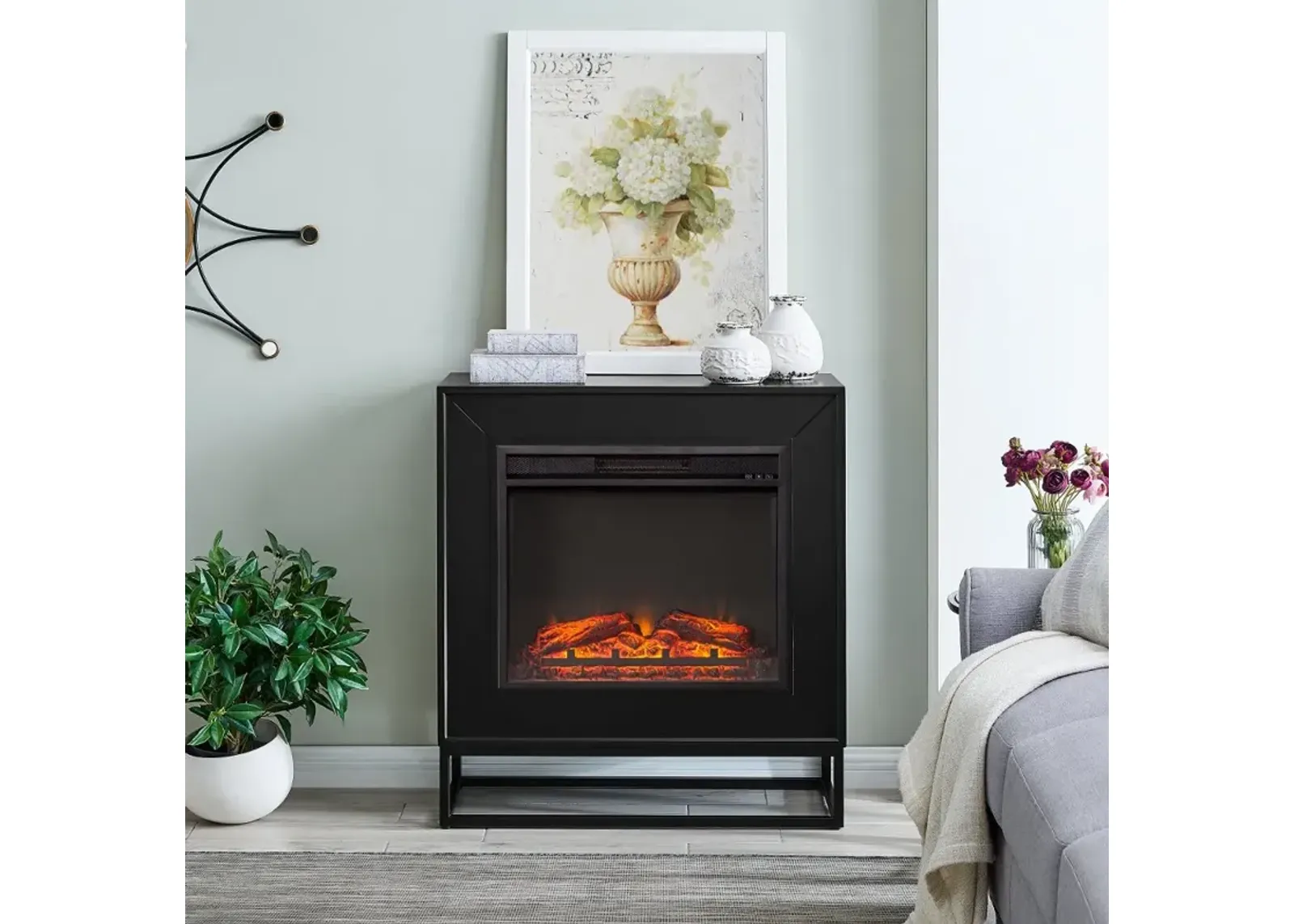 Frescan Black Electric Fireplace