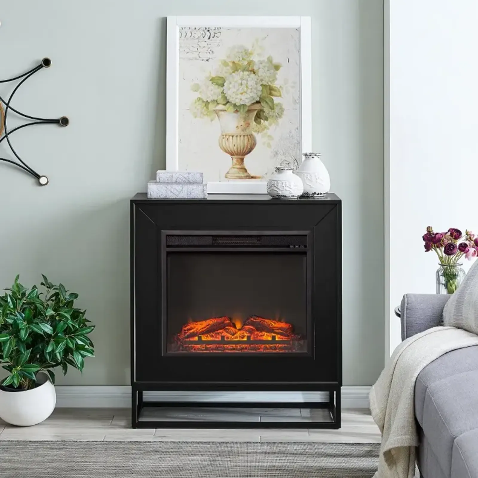 Frescan Black Electric Fireplace