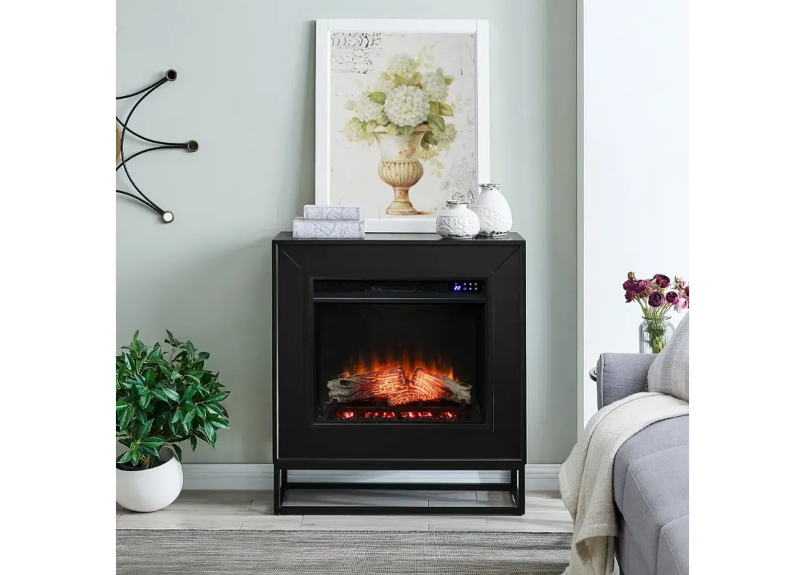 Frescan Black Touch Screen Electric Fireplace