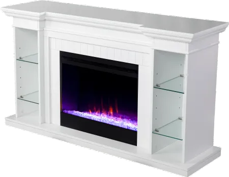 Henstinger White Color Changing Fireplace Bookcase Mantel