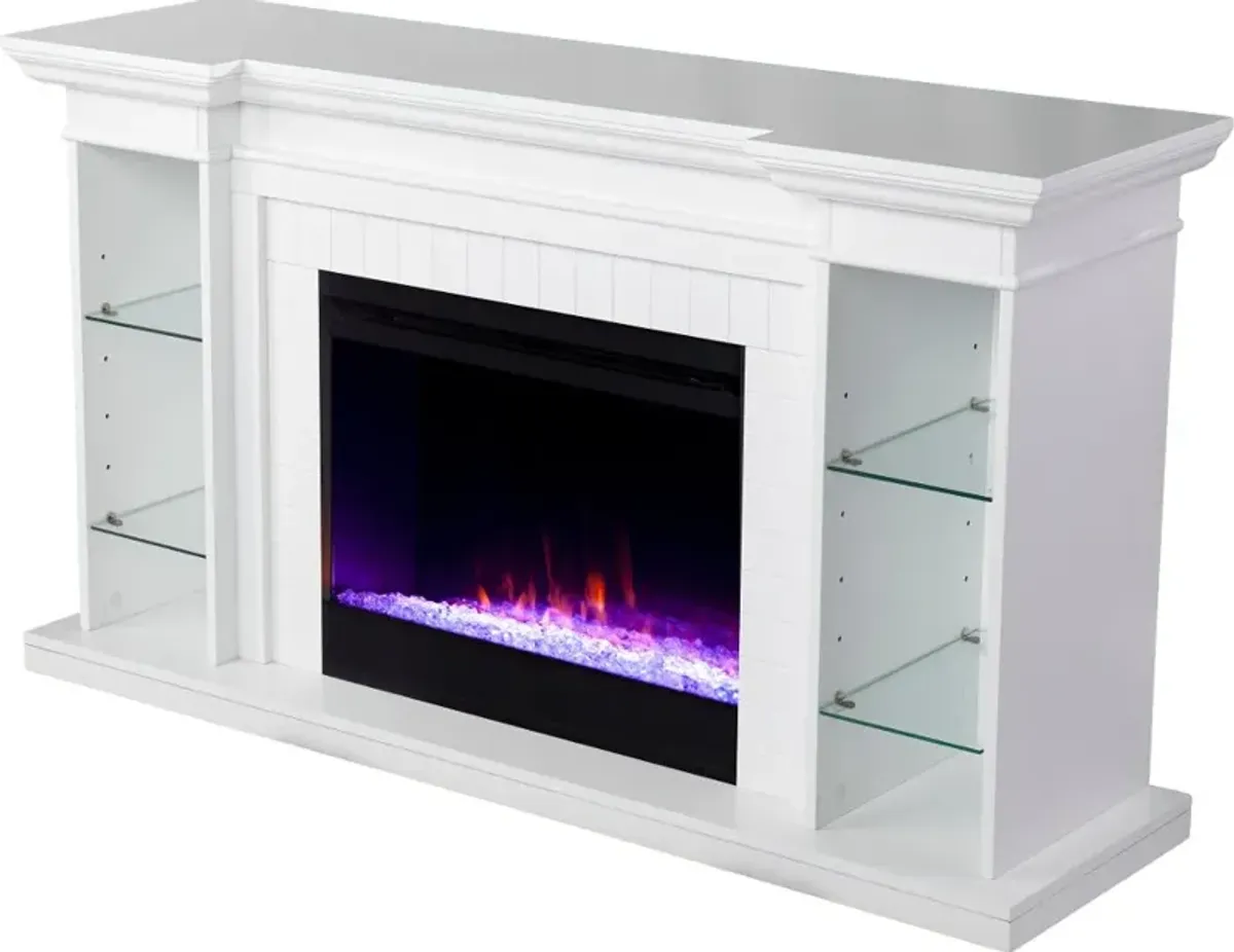 Henstinger White Color Changing Fireplace Bookcase Mantel