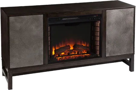 Lannington Brown & Silver Electric Fireplace Mantel