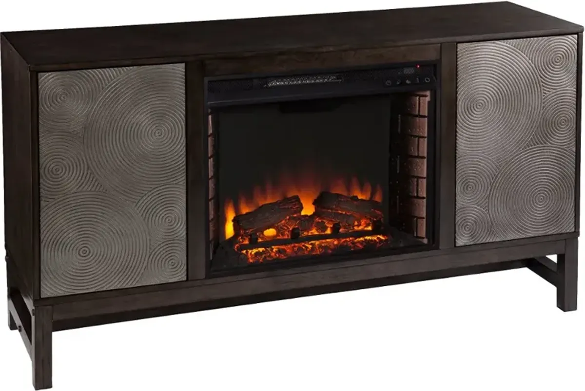 Lannington Brown & Silver Electric Fireplace Mantel