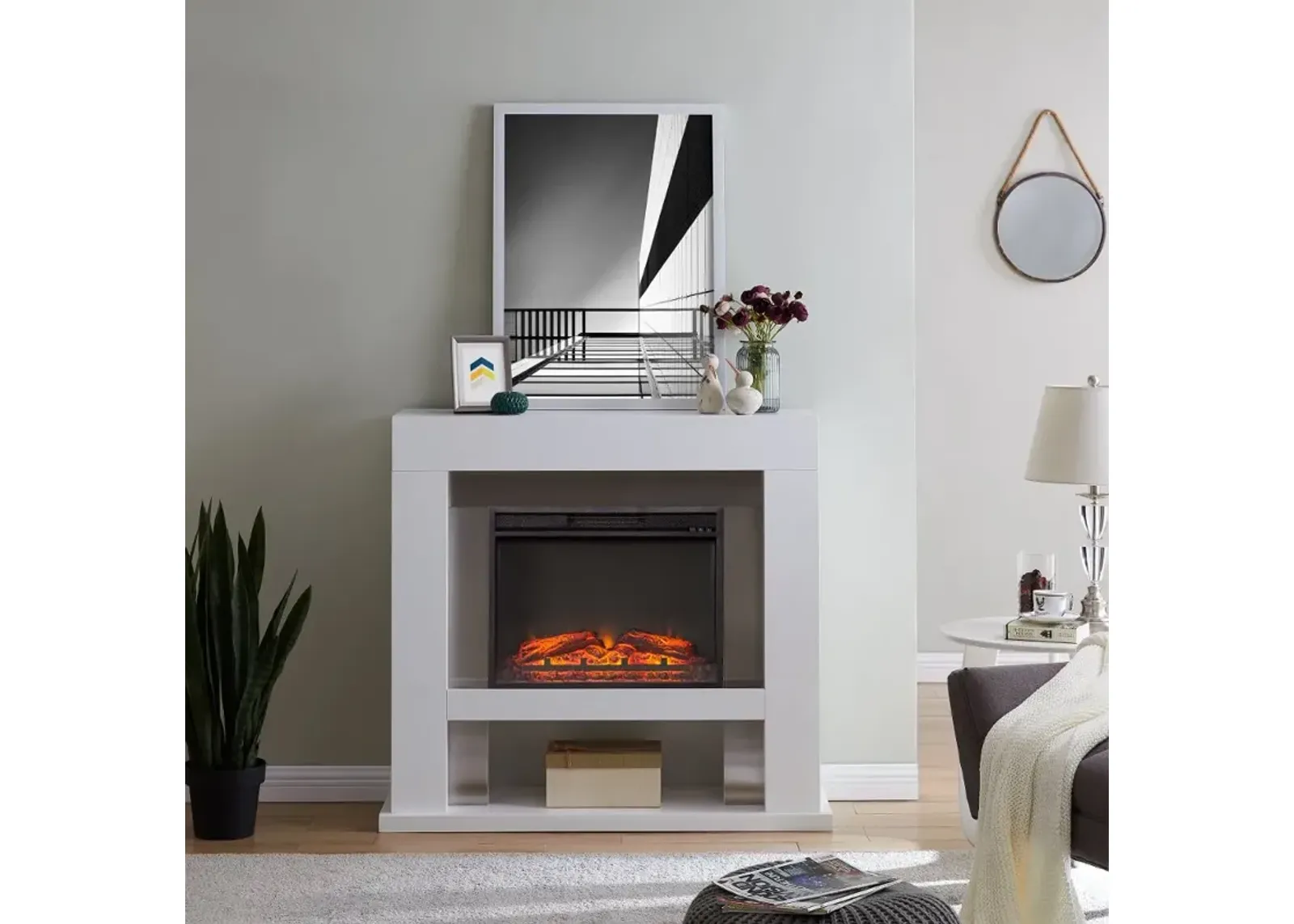 Lirrington Stainless Steel Electric Fireplace