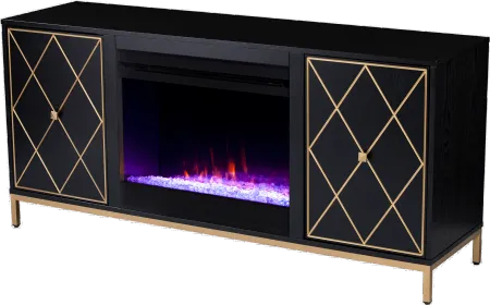 Marradi Black & Gold Color Changing Fireplace TV Stand