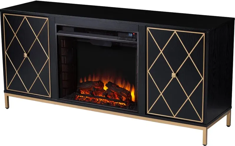 Marradi Black & Gold Electric Fireplace TV Stand